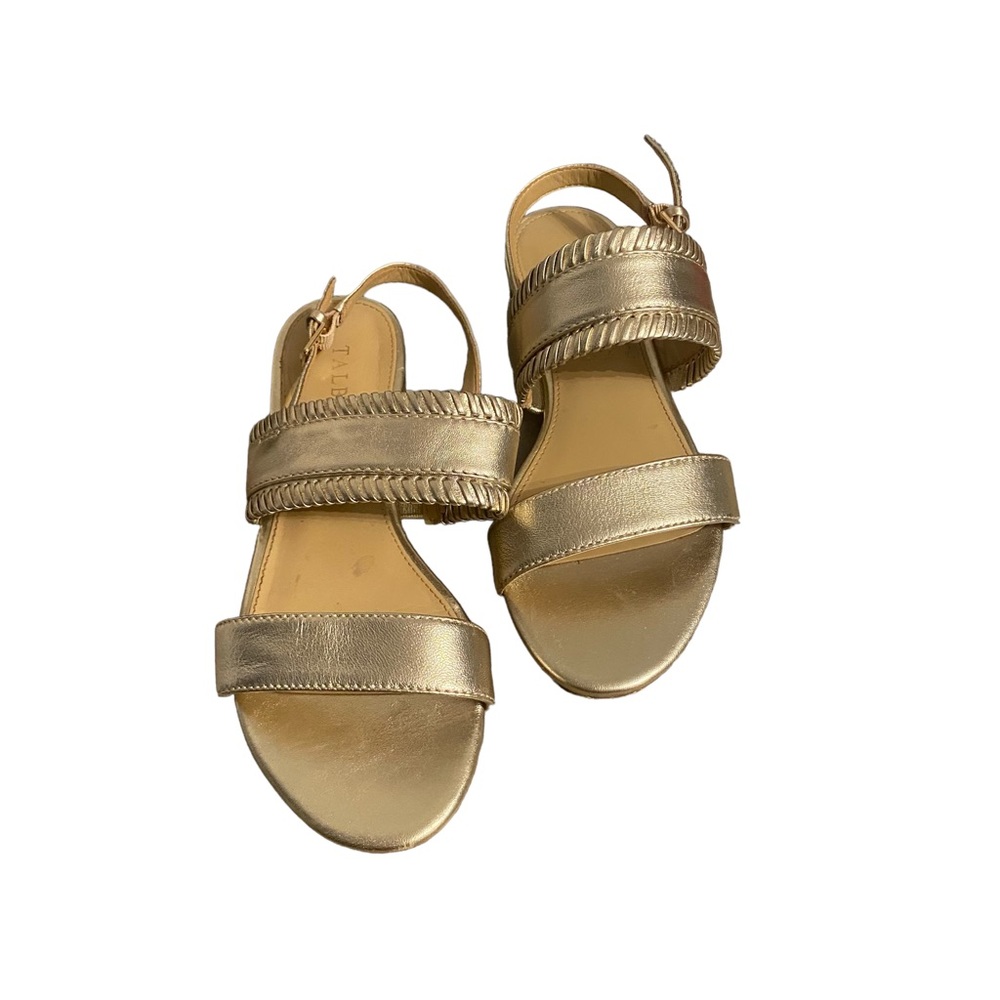 Talbots Keri Whipstitch Gold Metallic Napa Leather Sandal - Picture 3 of 7